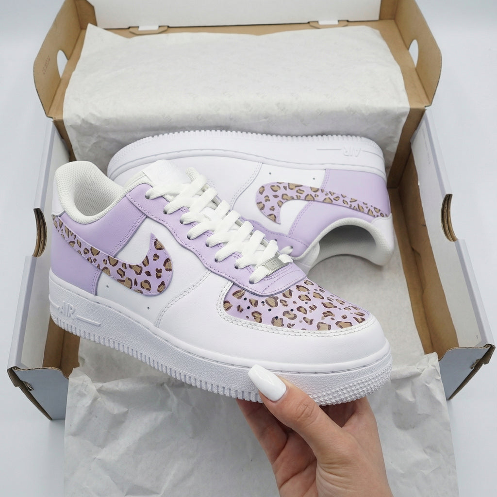 Custom AF 1s Shoes Lavender Leopard Print-oicustom
