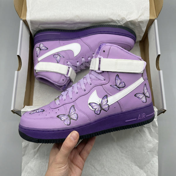Custom AF 1s Shoes Lavender White Butterflies-oicustom