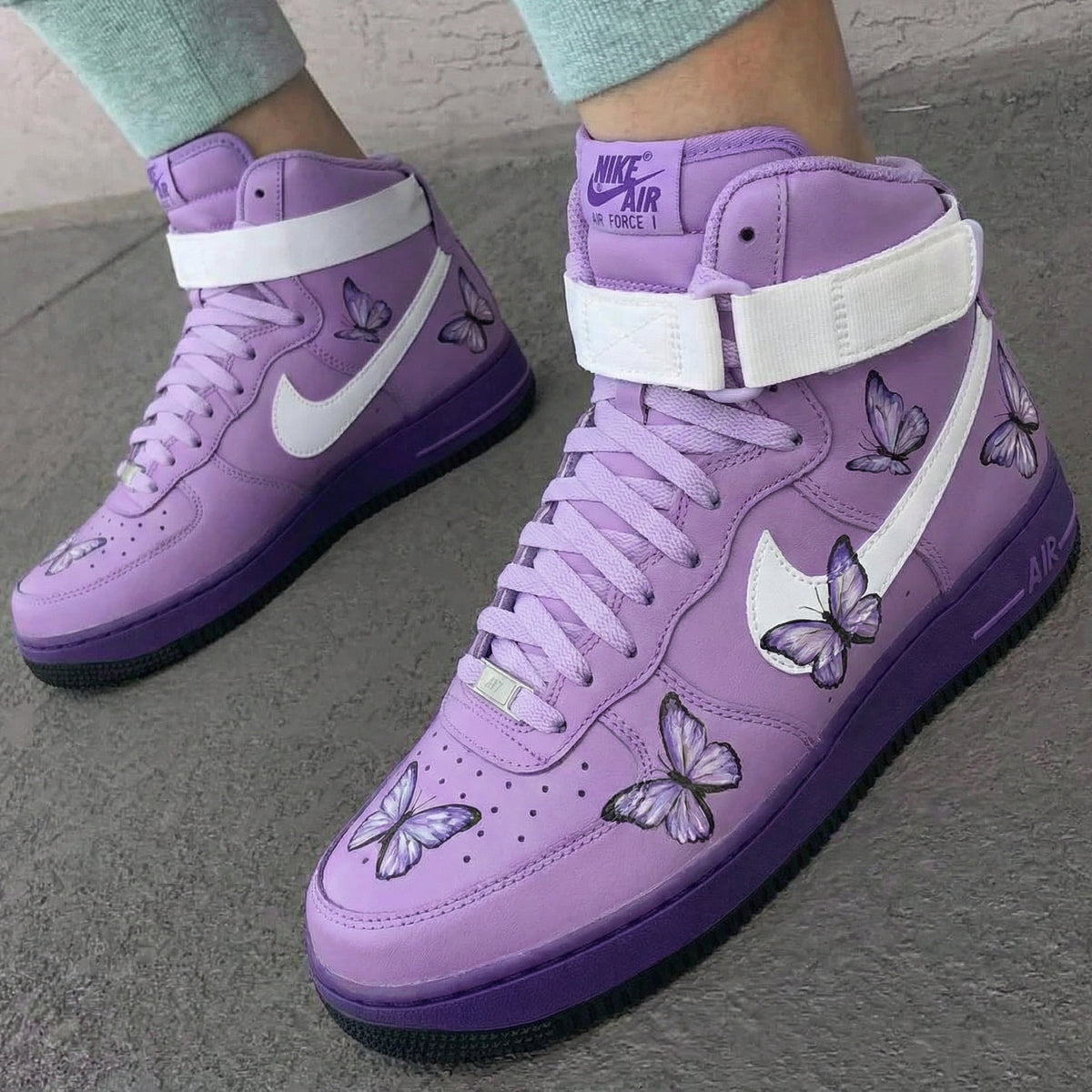 Custom AF 1s Shoes Lavender White Butterflies – oicustom