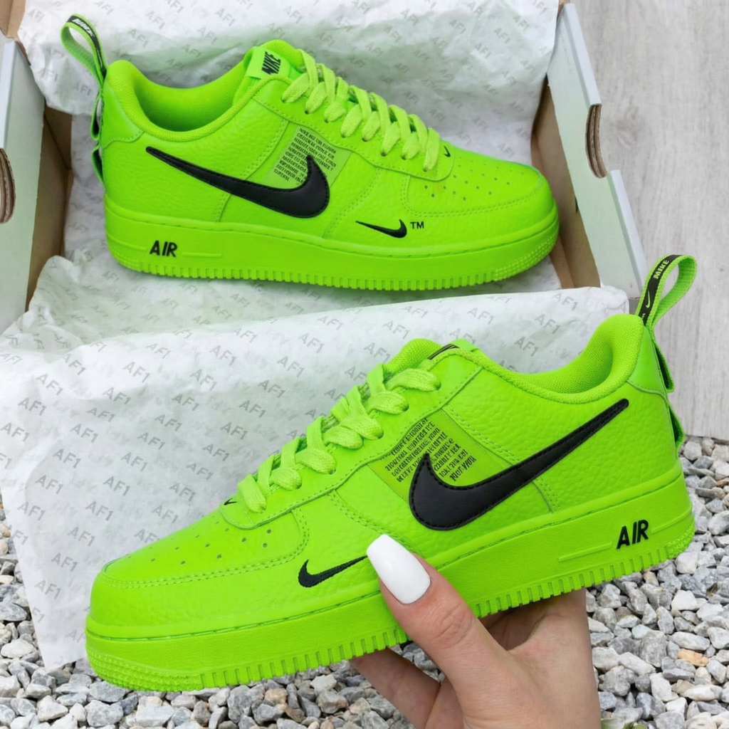 Custom AF 1s Shoes Lime Green Black Design-oicustom