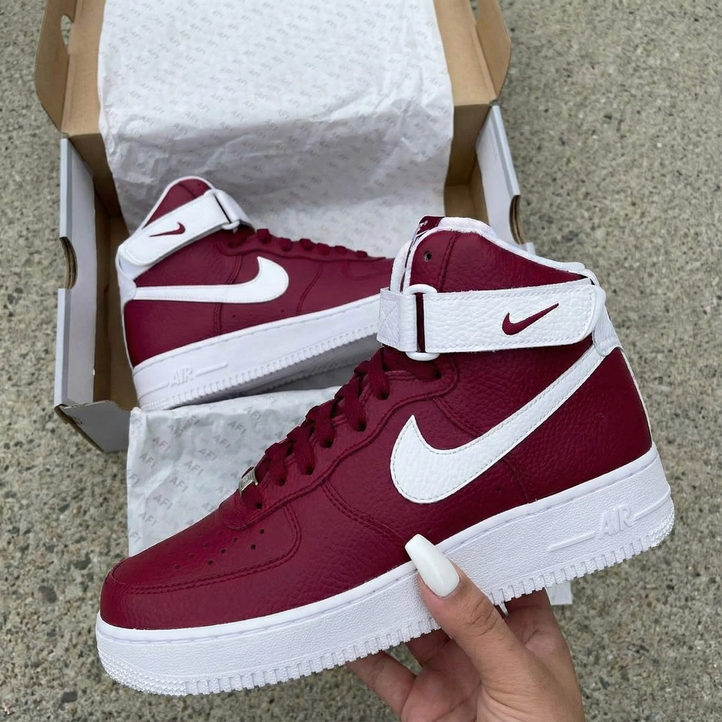 Custom AF 1s Shoes Maroon and White-oicustom