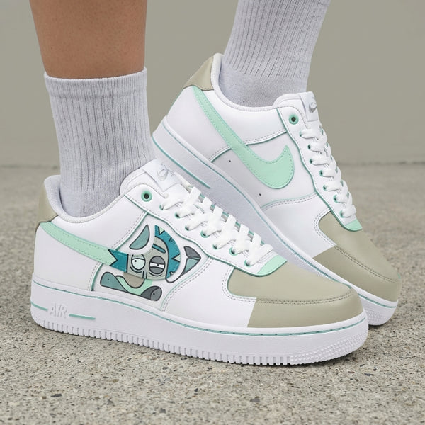 Custom AF 1s Shoes Mint Beige Rick Cartoon-oicustom