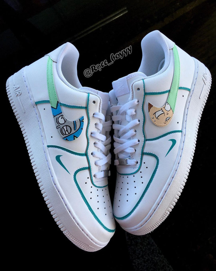 Custom AF 1s Shoes Mint Green Cartoon Pattern-oicustom