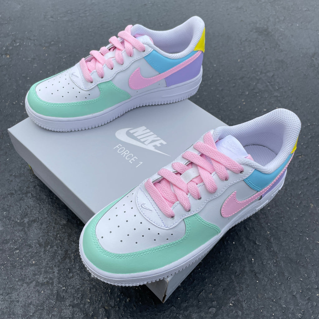 Custom AF 1s Shoes Mint Pink Blue Color - Blocked-oicustom