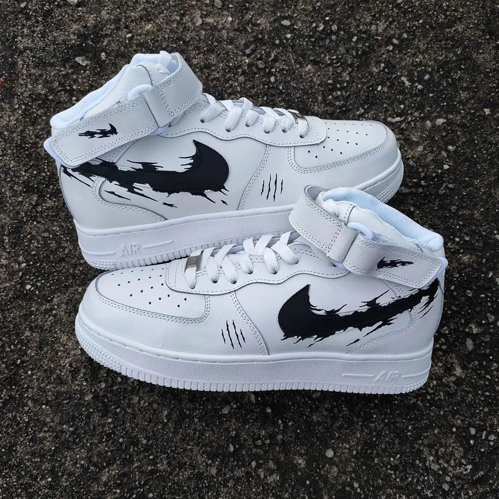 Custom AF 1s Shoes Monochrome Black Grunge Splatter-oicustom