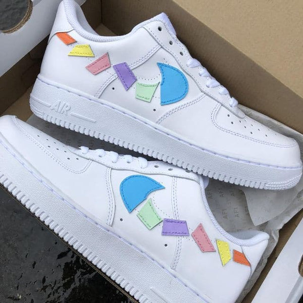 Custom AF 1s Shoes Multi colored Geometric Pattern-oicustom