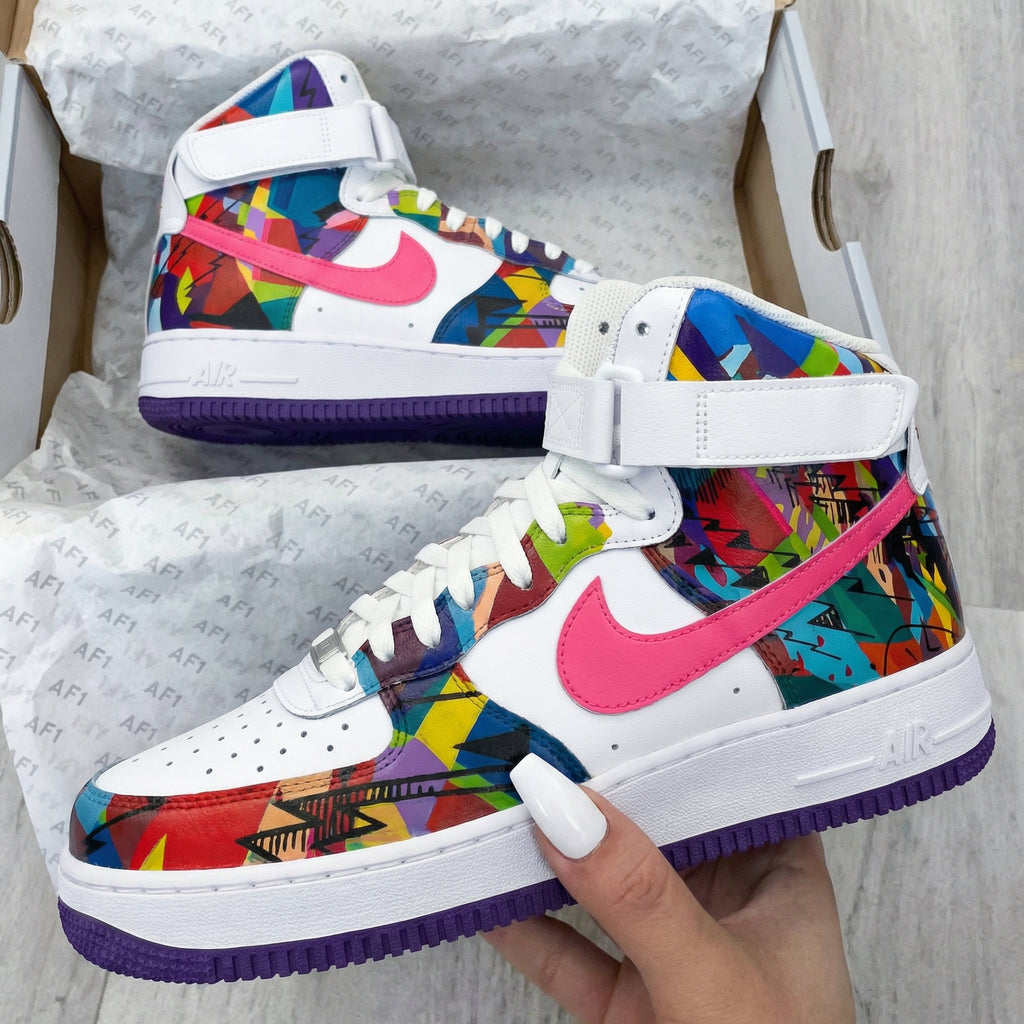 Custom AF 1s Shoes Multicolor Geometric Pattern-oicustom