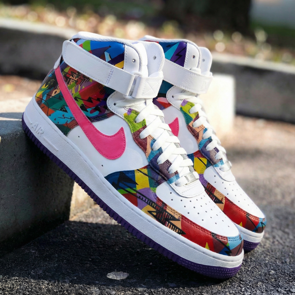 Custom AF 1s Shoes Multicolor Geometric Pattern-oicustom