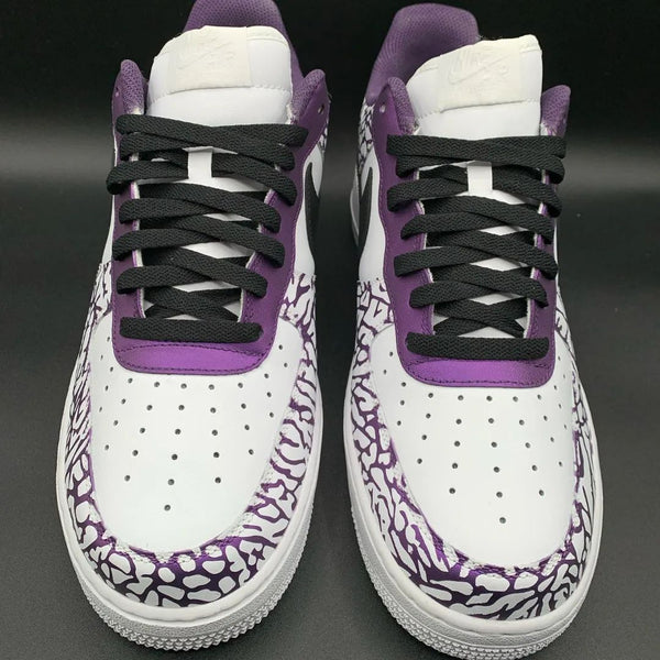Custom AF 1s Shoes Mystic Purple with Bold Black Cracks-oicustom
