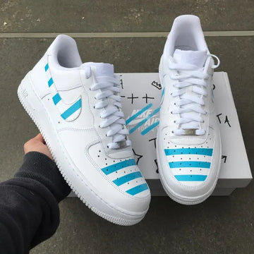 Custom AF 1s Shoes Nautical Blue Stripes Design-oicustom