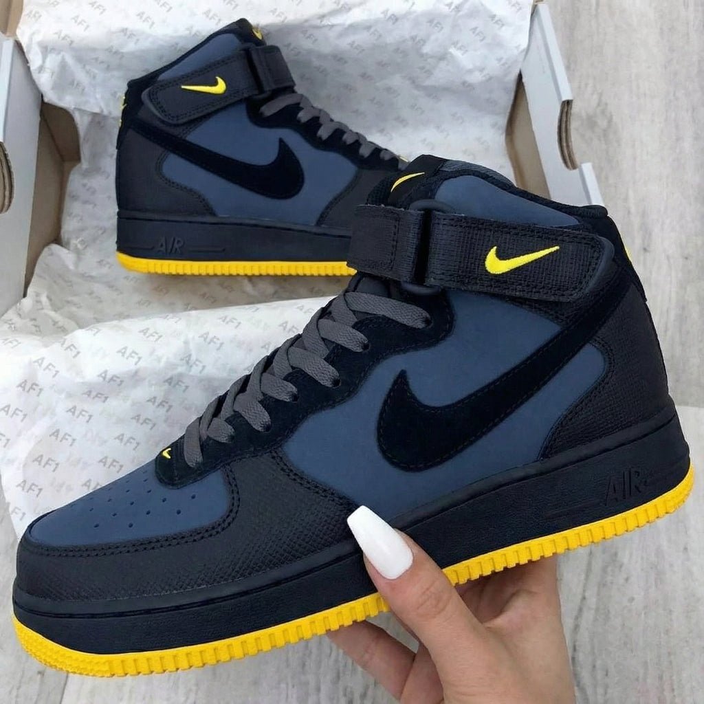 Custom AF 1s Shoes Navy Black Yellow Trim-oicustom