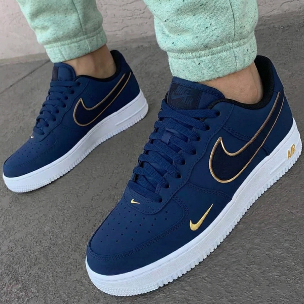 Custom AF 1s Shoes Noble Midnight Navy Gold Accent-oicustom