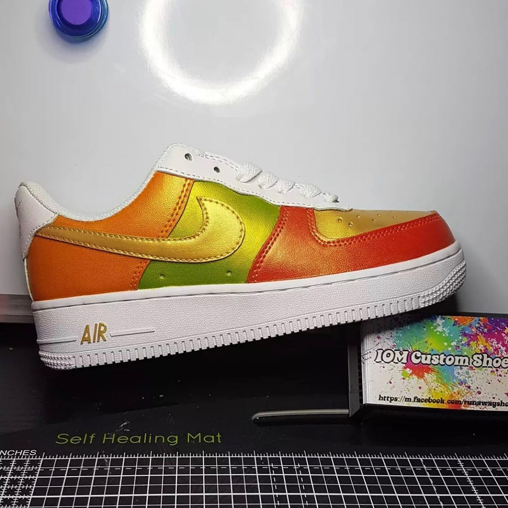 Custom AF 1s Shoes Orange Green Red Design-oicustom