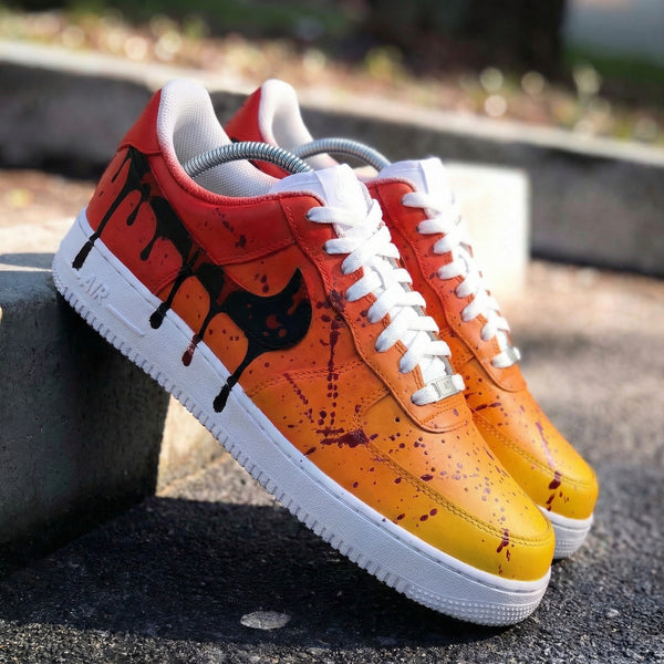 Custom AF 1s Shoes Orange Red Drip Pattern-oicustom