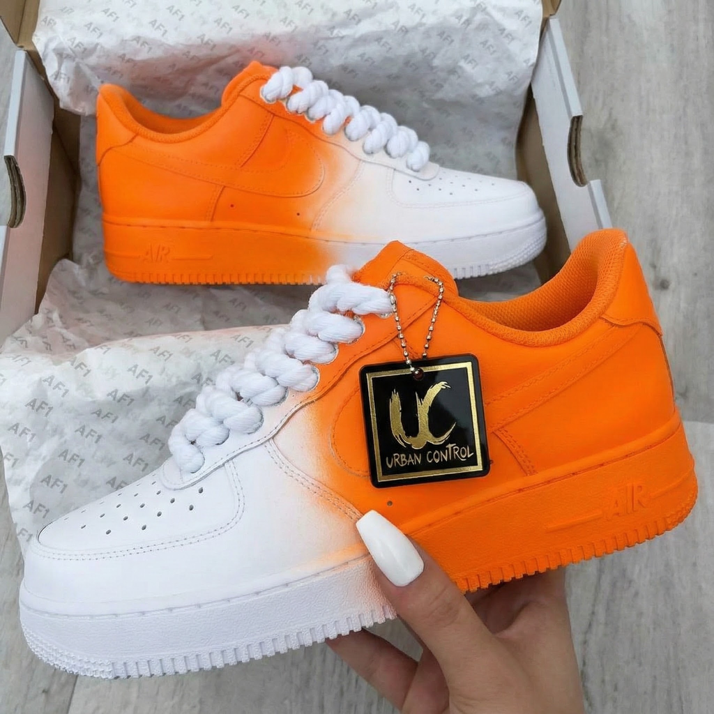 Custom AF 1s Shoes Orange White Ombre-oicustom