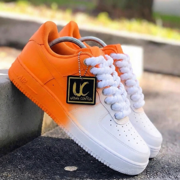 Custom AF 1s Shoes Orange White Ombre-oicustom