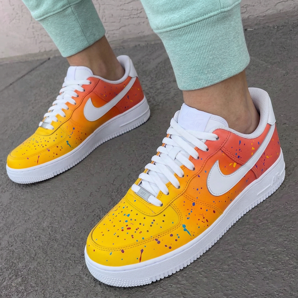 Custom AF 1s Shoes Orange Yellow Colorful Splatter-oicustom