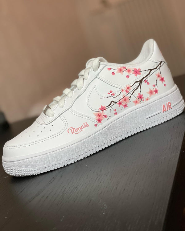 Custom AF 1s Shoes Pink Cherry Blossom Design-oicustom