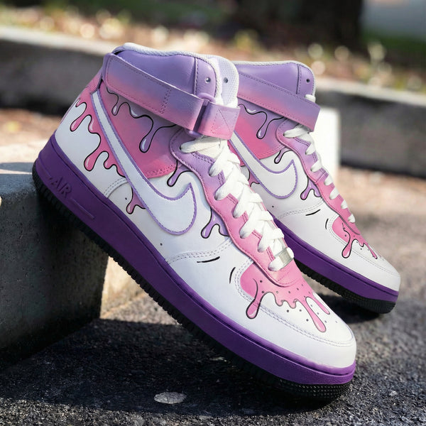 Custom AF 1s Shoes Pink Purple Drip Design-oicustom