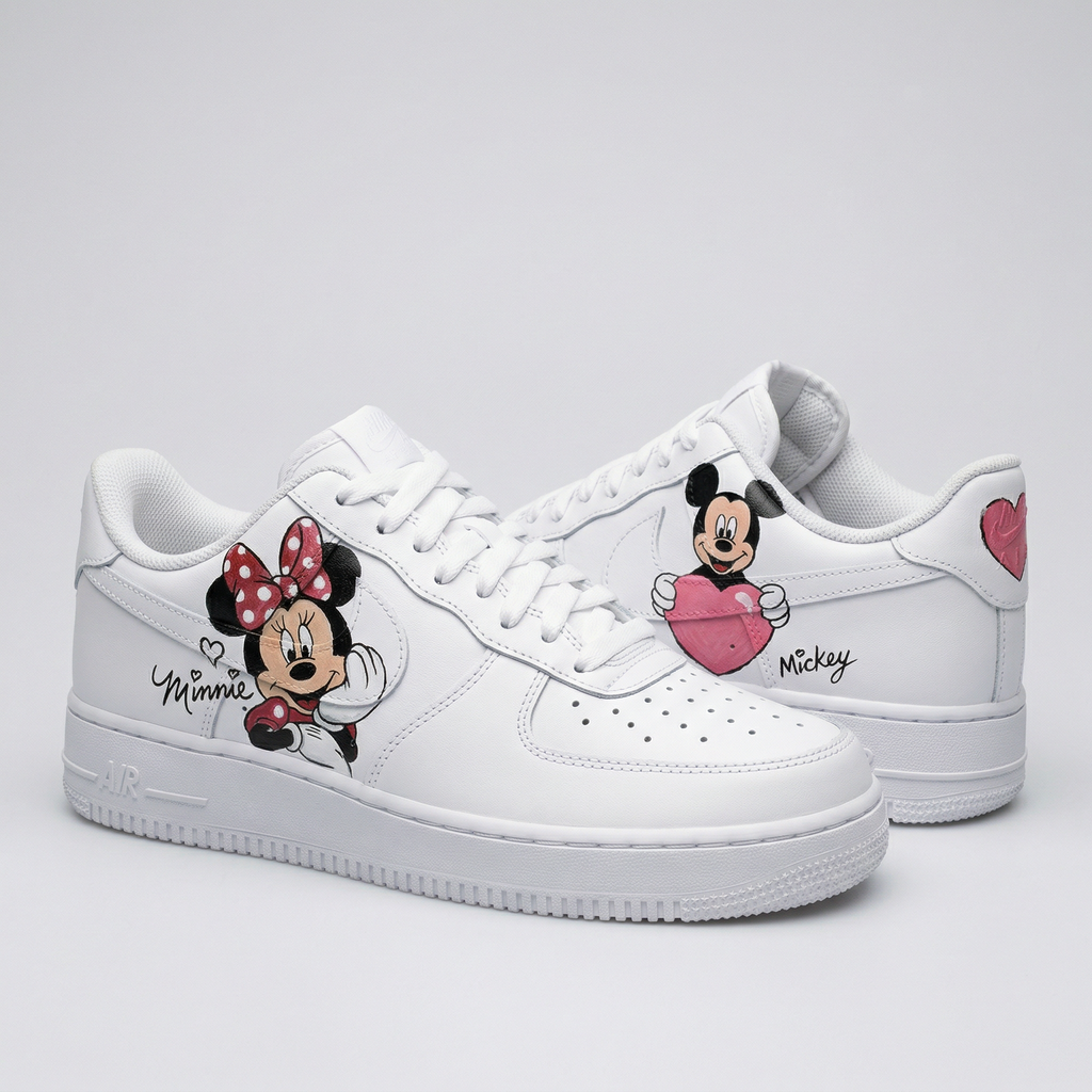 Custom AF 1s Shoes Pink Red Mickey Minnie Cartoon-oicustom