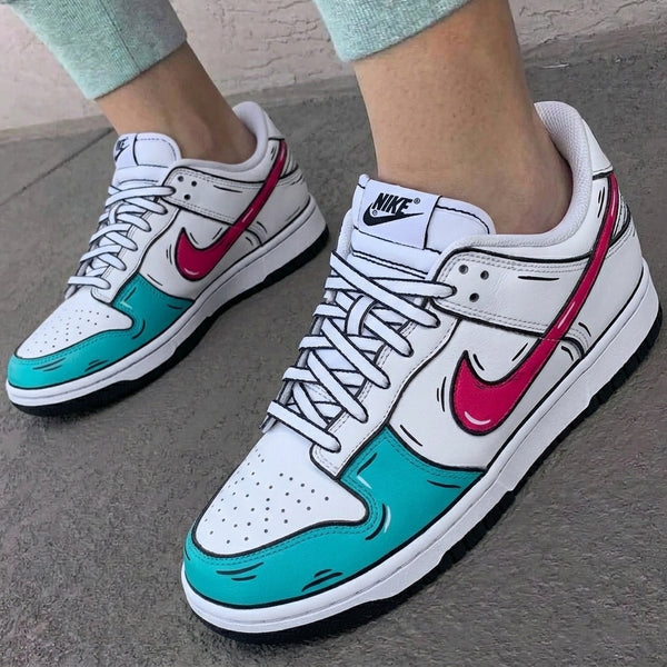 Custom AF 1s Shoes Pink Turquoise Cartoon-oicustom