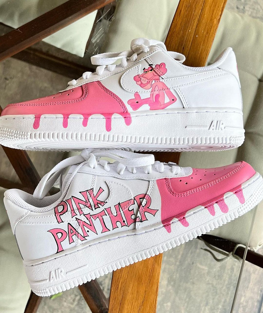 Custom AF 1s Shoes Pink White Pink Panther Design-oicustom