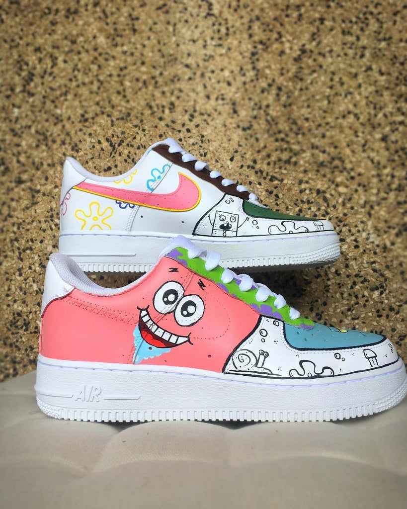 Custom AF 1s Shoes Pink White SpongeBob SquarePants Design-oicustom