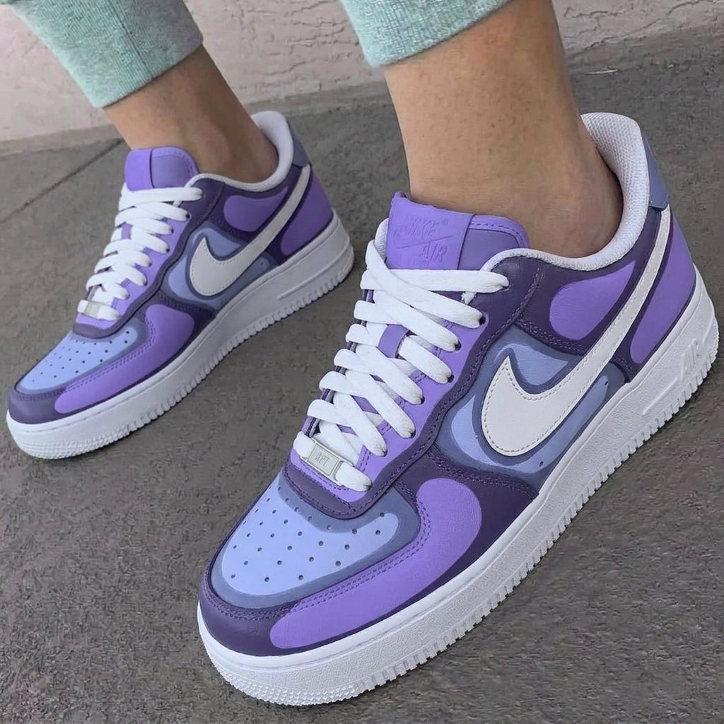 Custom AF 1s Shoes Purple Baby Blue Color Block-oicustom