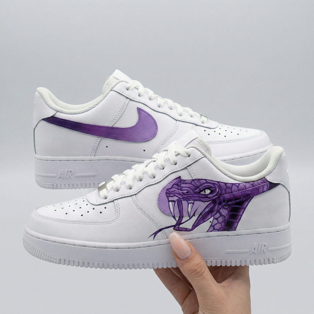 Custom AF 1s Shoes Purple Cobra Pattern-oicustom