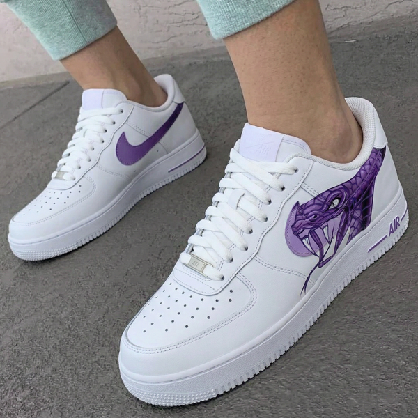 Custom AF 1s Shoes Purple Cobra Pattern-oicustom