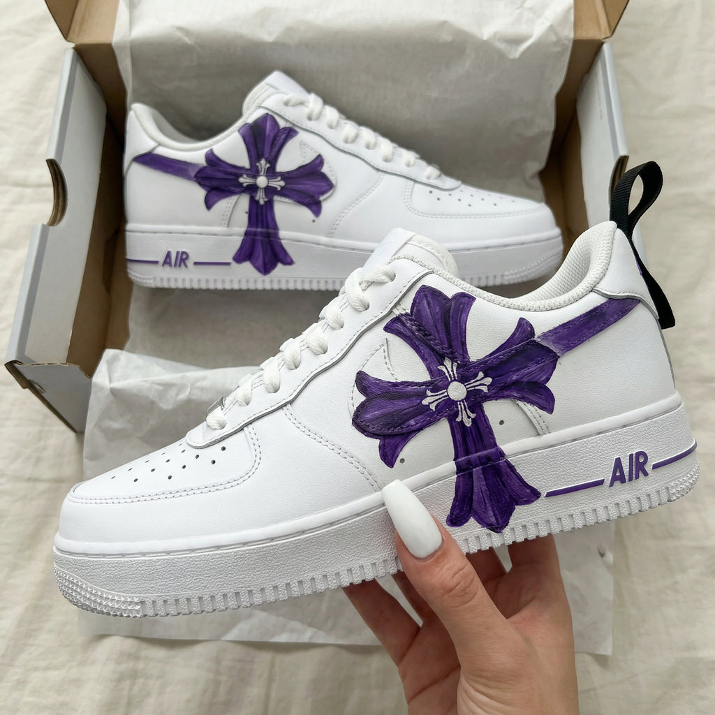 Custom AF 1s Shoes Purple Cross Pattern-oicustom