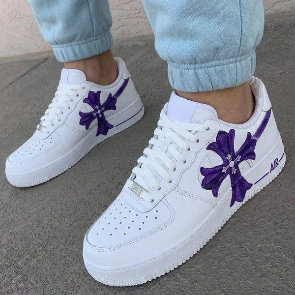 Custom AF 1s Shoes Purple Cross Pattern-oicustom