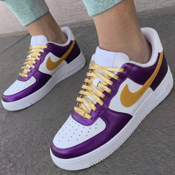 Custom AF 1s Shoes Purple Gold-oicustom