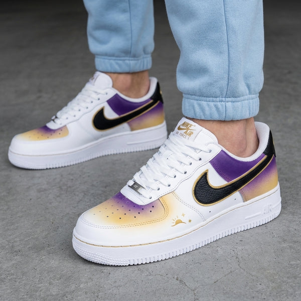 Custom AF 1s Shoes Purple Gold Sun Star Pattern-oicustom