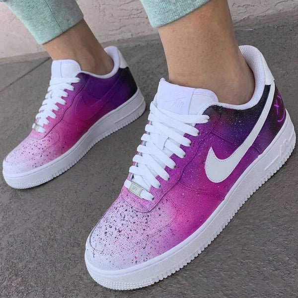 Custom AF 1s Shoes Purple Pink Galaxy Smiley Face-oicustom
