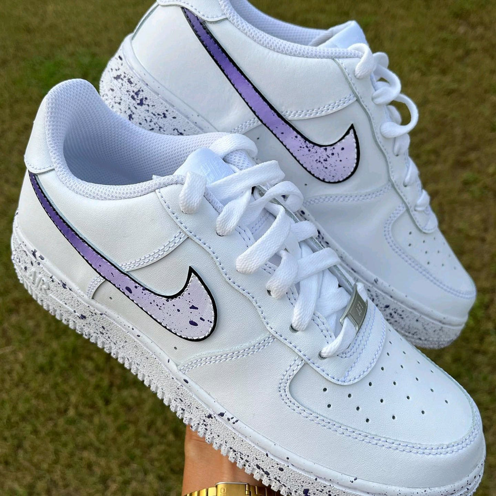 Custom AF 1s Shoes Purple Splatter Design-oicustom