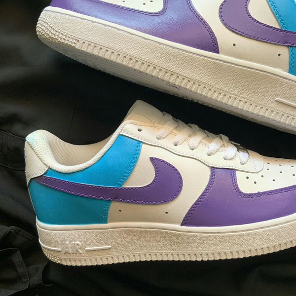 Custom AF 1s Shoes Purple Teal Design-oicustom