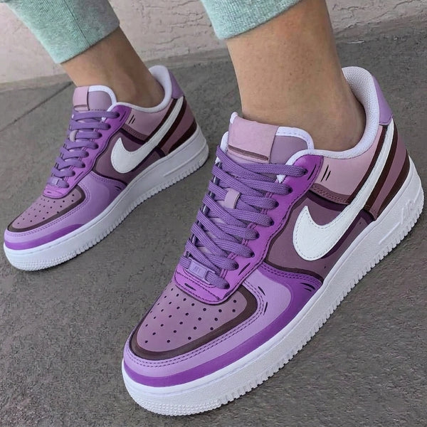 Custom AF 1s Shoes Purple White Cartoon Art-oicustom