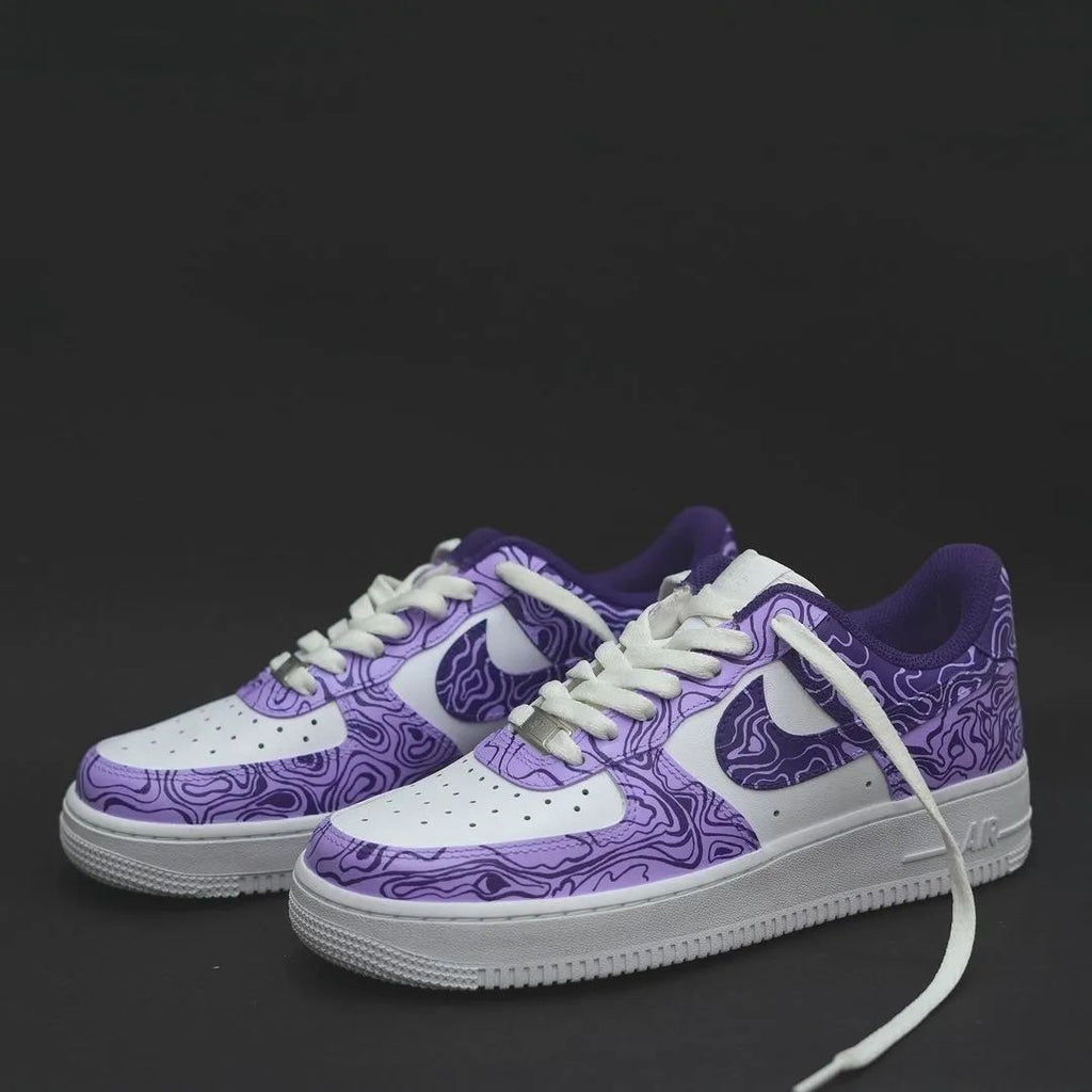 Custom AF 1s Shoes Purple White Marble Texture-oicustom