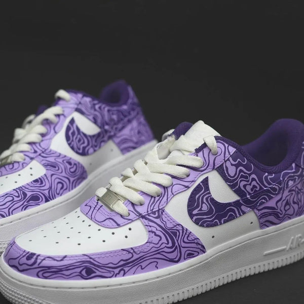 Custom AF 1s Shoes Purple White Marble Texture-oicustom
