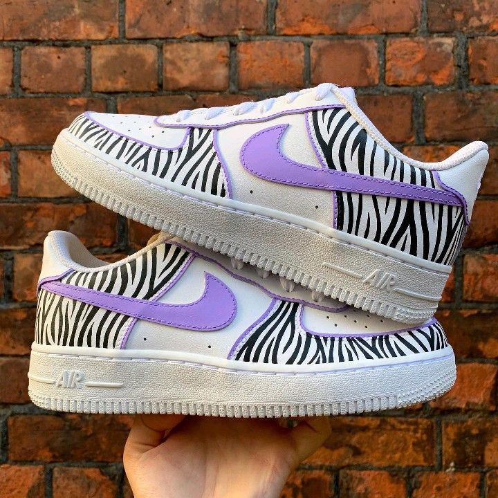 Custom AF 1s Shoes Purple Zebra Pattern-oicustom