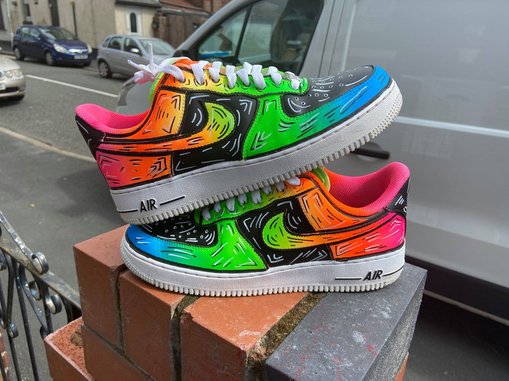 Custom AF 1s Shoes Rainbow Graffiti Design-oicustom