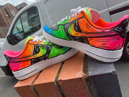 Custom AF 1s Shoes Rainbow Graffiti Design-oicustom