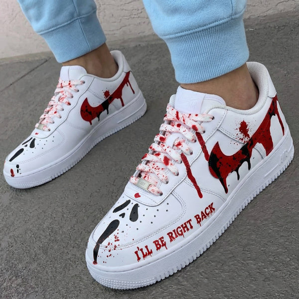 Custom AF 1s Shoes Red Black Blood Drip Splatter Scream-oicustom