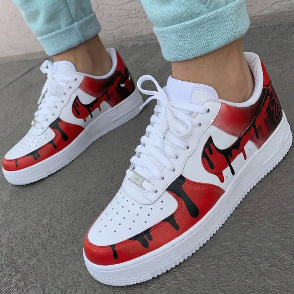 Custom AF 1s Shoes Red Black Chicago Bulls Theme 23 Design-oicustom