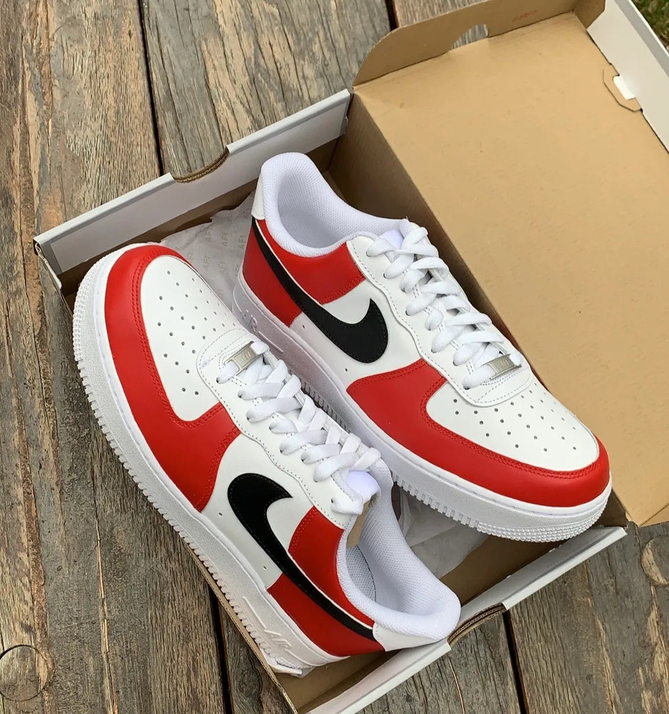 Custom AF 1s Shoes Red Black Design-oicustom