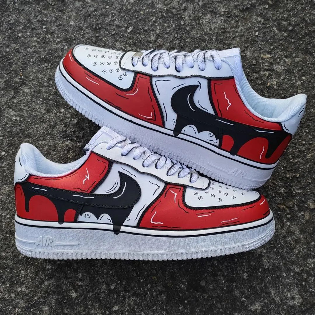 Custom AF 1s Shoes Red Black Pattern-oicustom