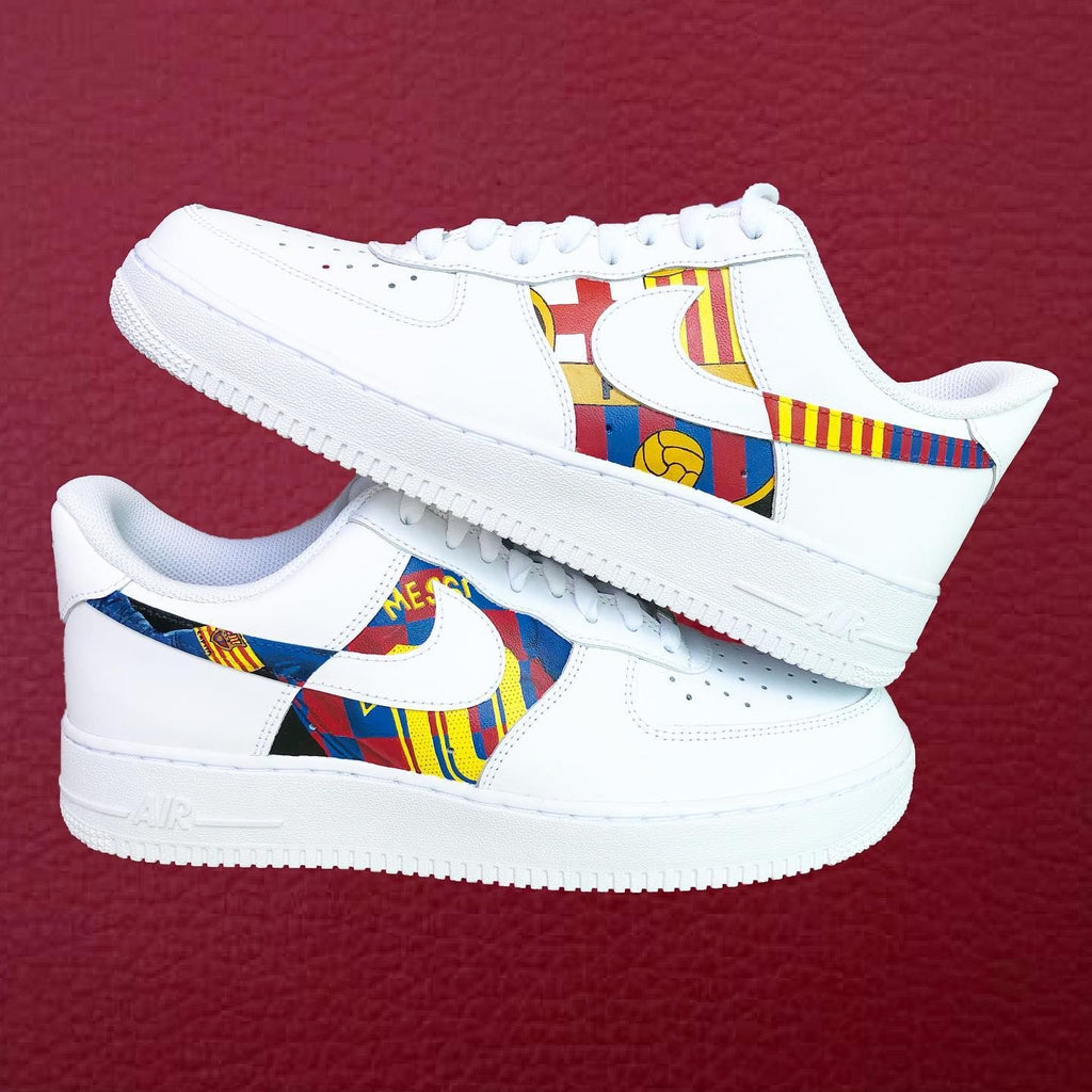 Custom AF 1s Shoes Red Blue FC Barcelona Design-oicustom
