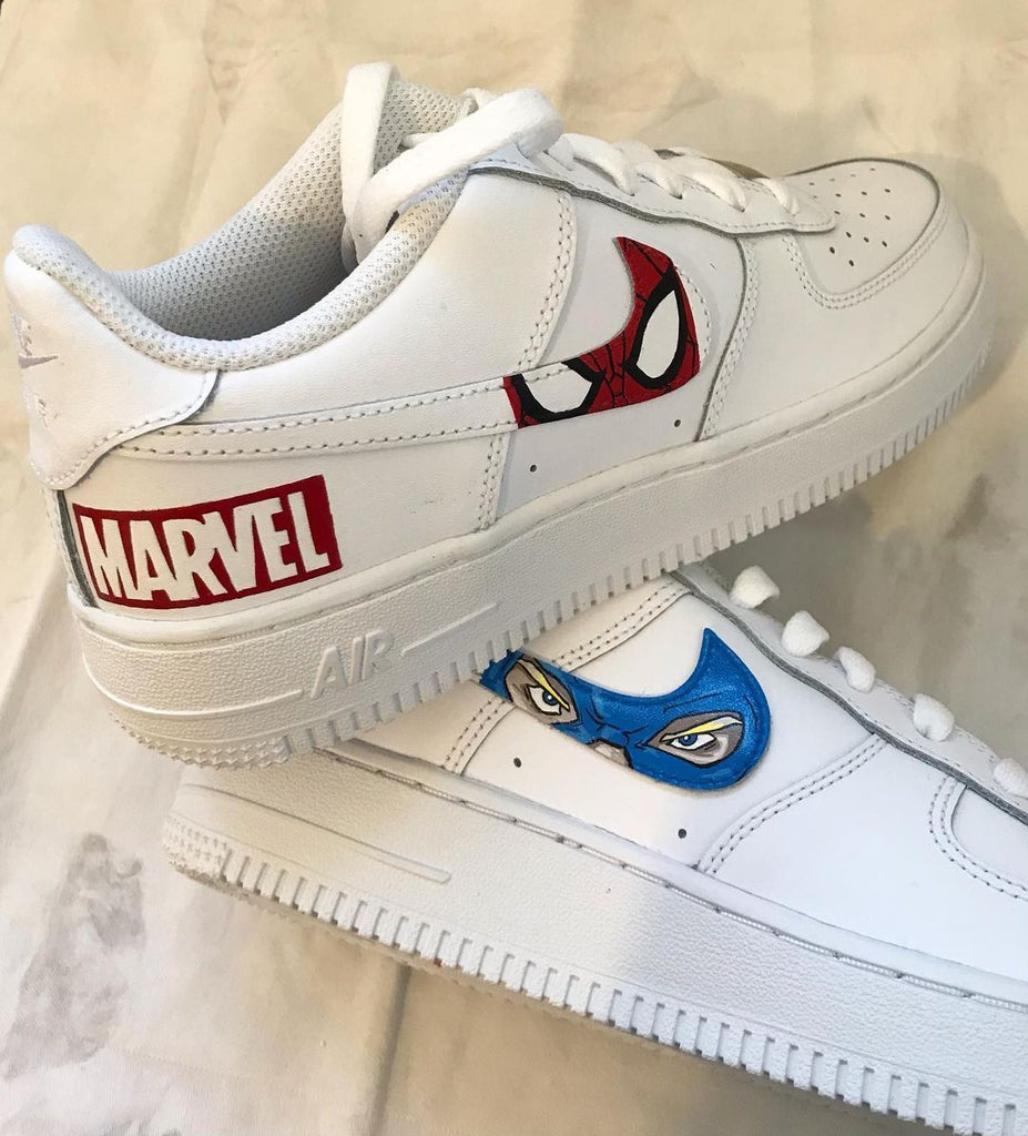 Custom AF 1s Shoes Red Blue Marvel Theme-oicustom