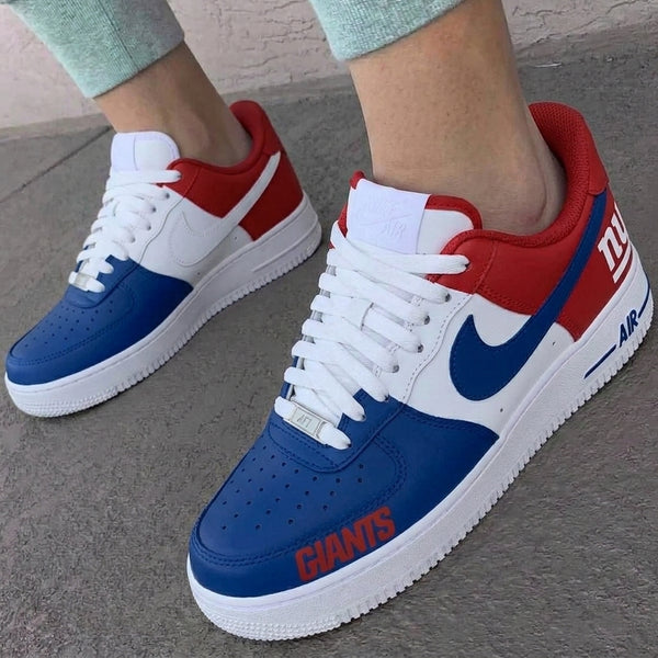 Custom AF 1s Shoes Red Blue NY Giants-oicustom